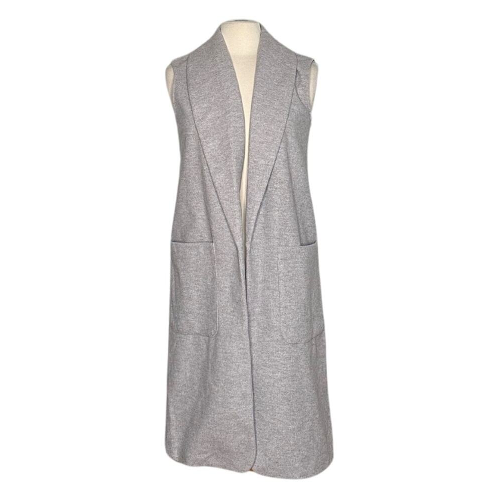 Joie Light Grey Soft Structured Sleeveless Cardigan Sweater Professional Luxury